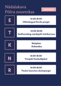 Põlva noortekeskuse tegevused 25.-31.05.2020